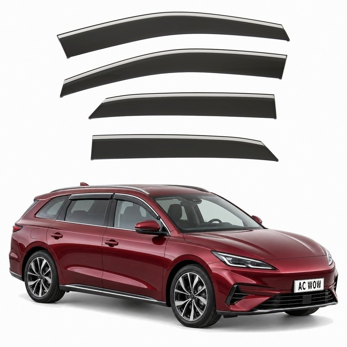 Stick-on chrome trim wind deflectors for BYD Seal 6 DM-i Touring 2025–2027 – AC Wow Shop