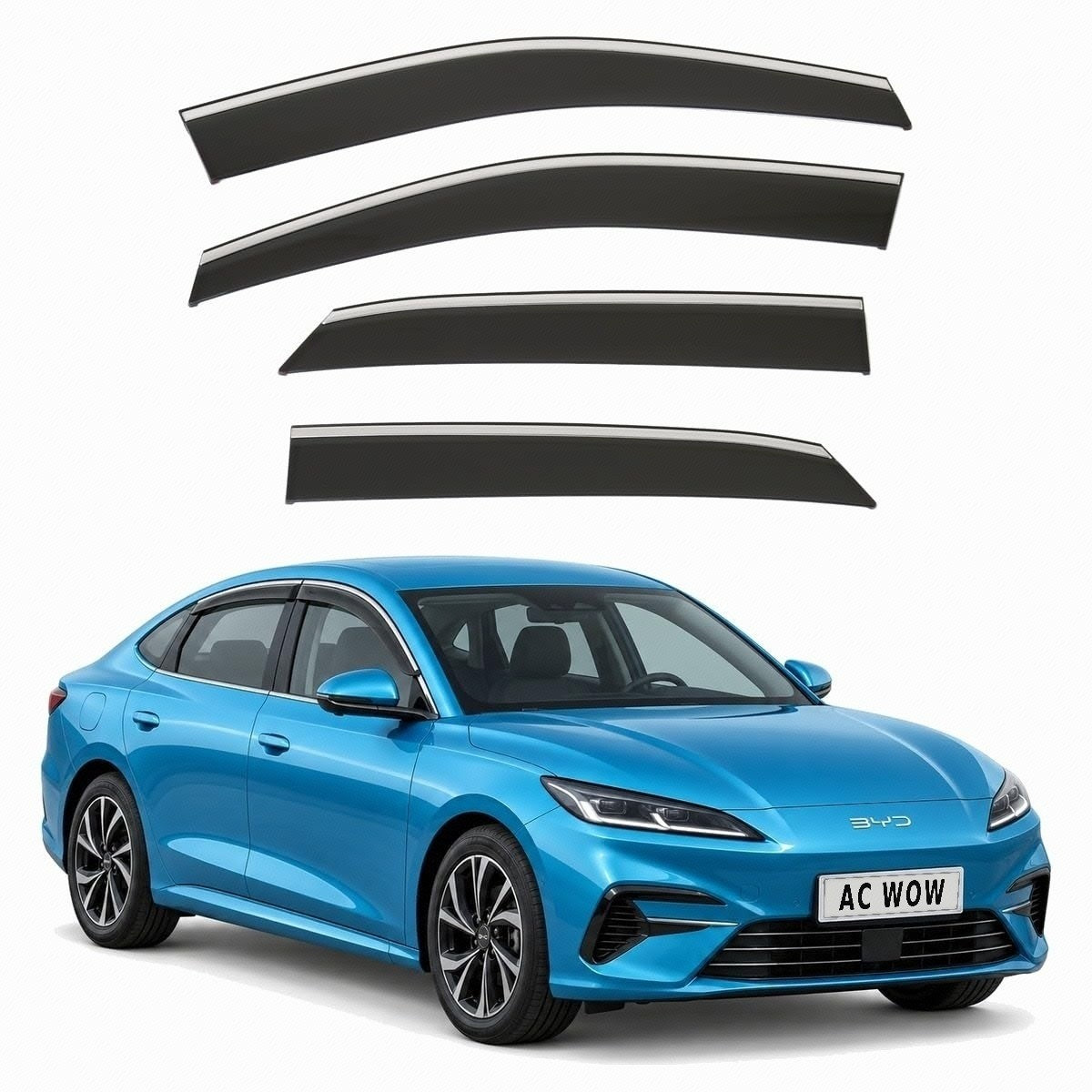 Stick-on chrome trim wind deflectors for BYD Seal 6 Saloon 2025–2027 – AC Wow Shop