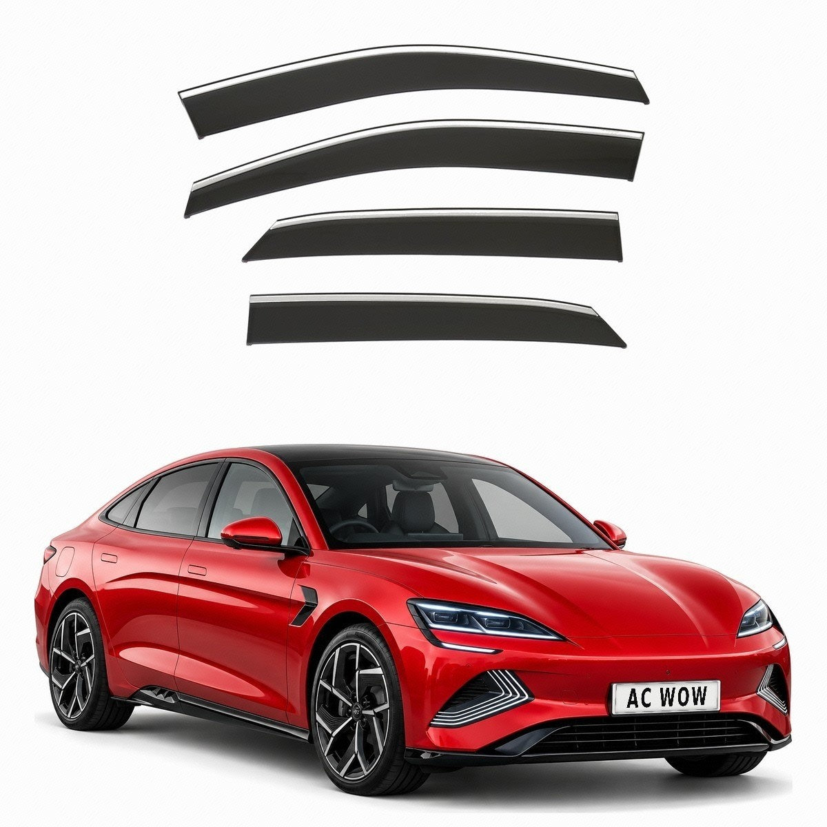 Stick-on chrome trim wind deflectors for BYD Seal Saloon 2022–2027 – AC Wow Shop
