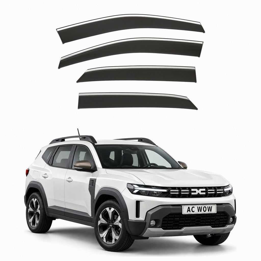 Stick-on chrome trim wind deflectors for Dacia Duster Mk3 2024–2027 – AC Wow Shop