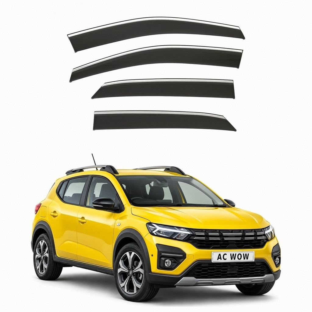 Stick-on chrome trim wind deflectors for Dacia Sandero Stepway Mk3 2021–2026 – AC Wow Shop