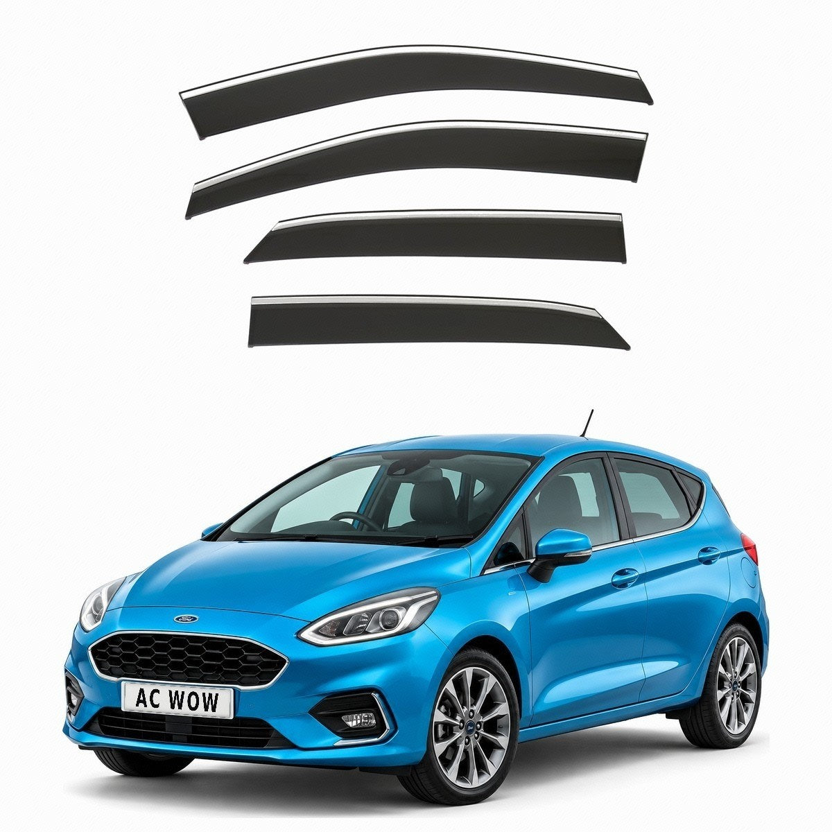 Stick-on chrome trim wind deflectors for Ford Fiesta Mk8 5-door 2017–2023 – AC Wow Shop