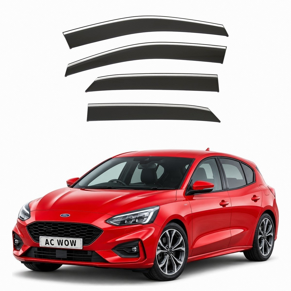 Stick-on chrome trim wind deflectors for Ford Focus Mk4 2018–2025 – AC Wow Shop