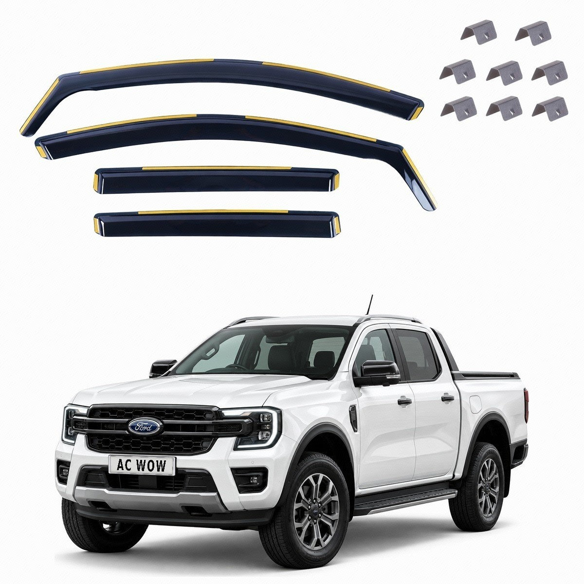 In-channel wind deflectors for Ford Ranger 2023–2026 – AC Wow Shop