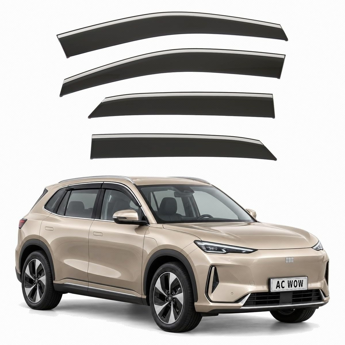 Stick-on chrome trim wind deflectors for Geely Starray EM-i 2025–2027 – AC Wow Shop