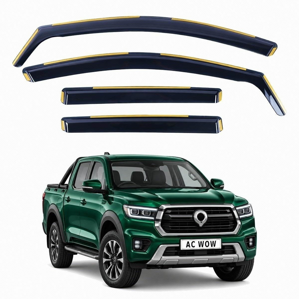 In-channel wind deflectors for GWM Poer 300 Double Cab 2025–2027 – AC Wow Shop