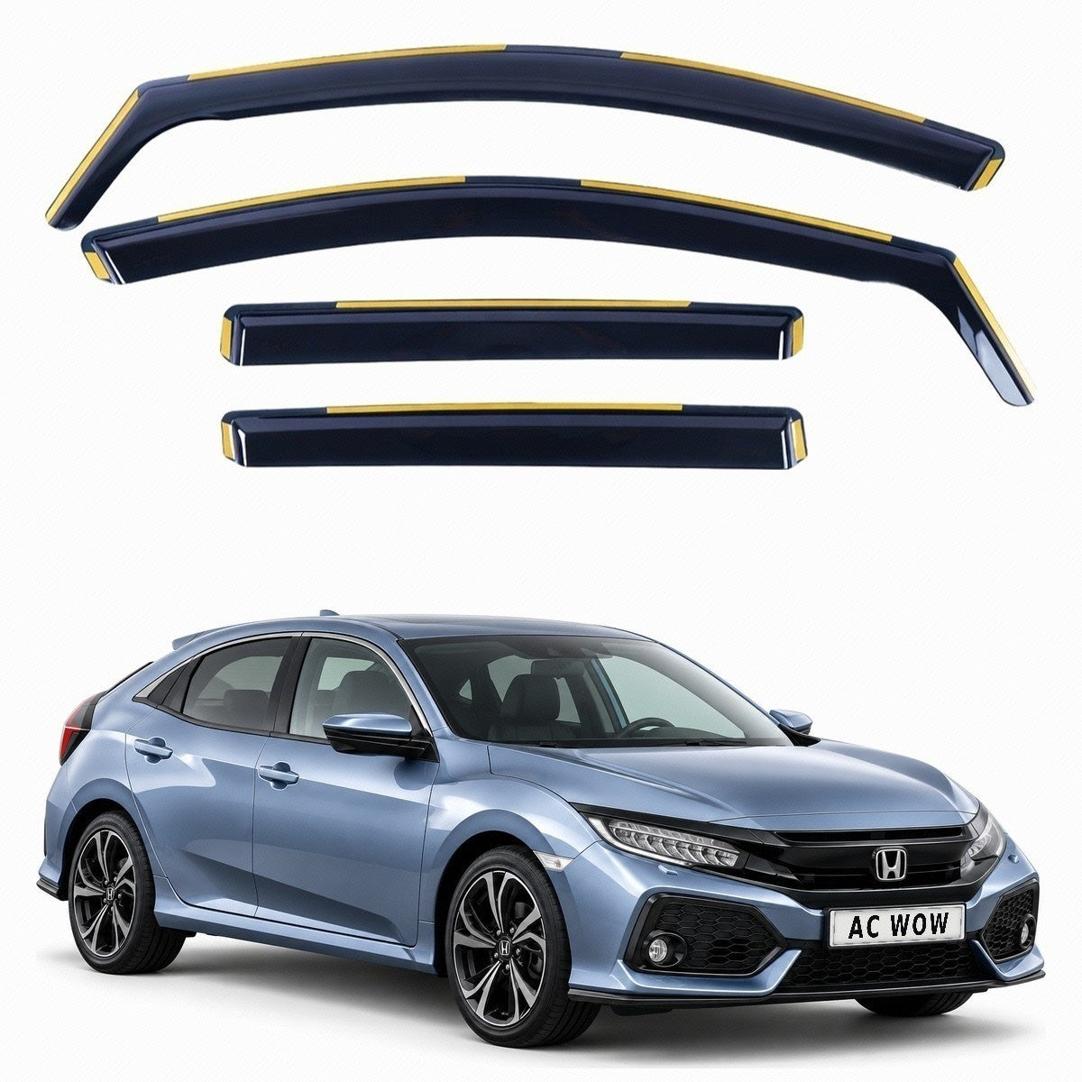 In-channel wind deflectors for Honda Civic Mk10 FK Hatchback 2016–2021 – AC Wow Shop