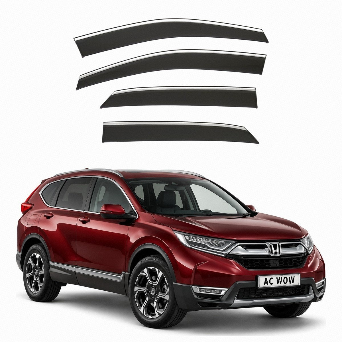Stick-on chrome trim wind deflectors for Honda CR-V Mk5 2018–2023 – AC Wow Shop