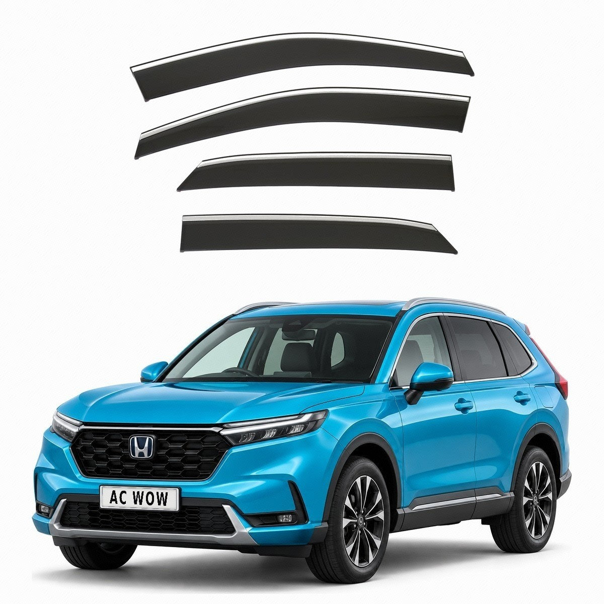 Stick-on chrome trim wind deflectors for Honda CR-V Mk6 2023–2027 – AC Wow Shop