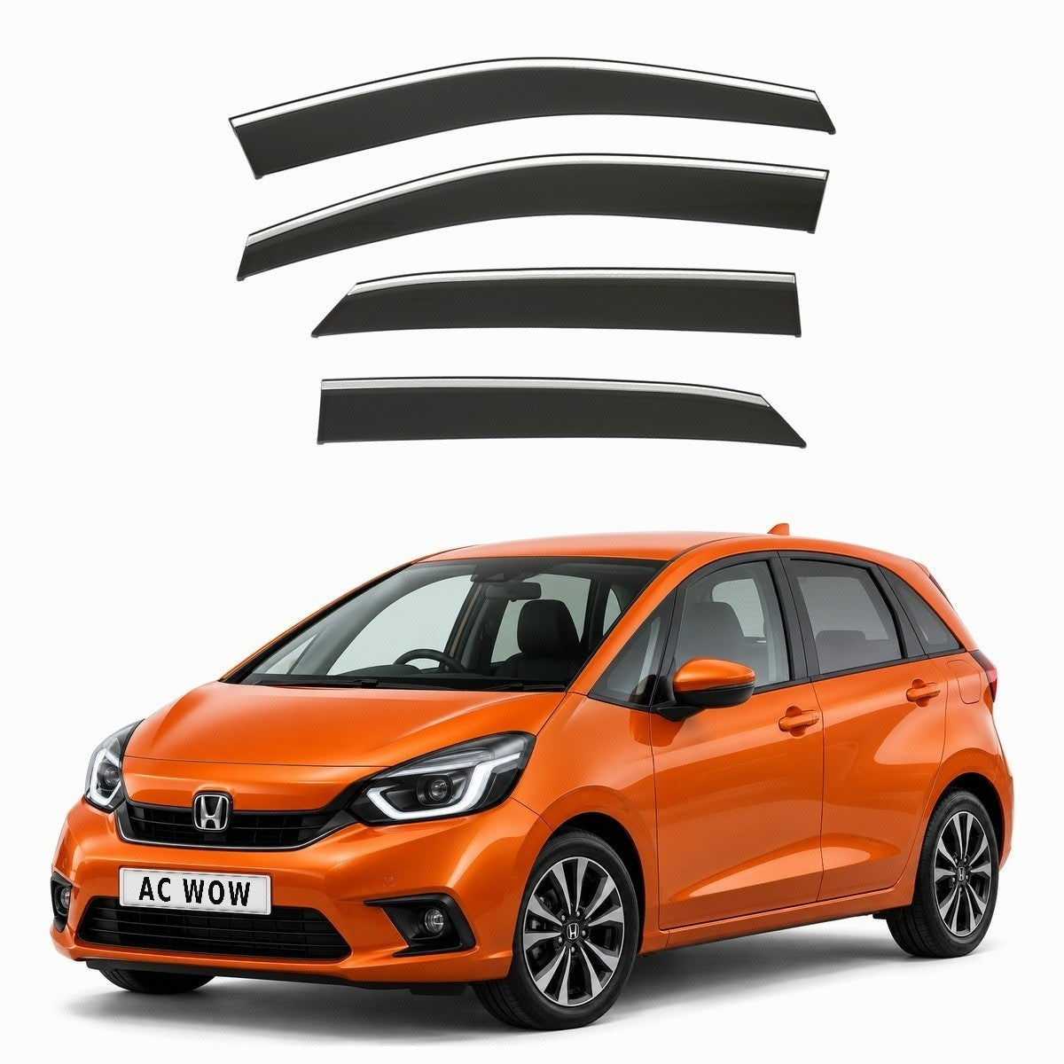 Stick-on chrome trim wind deflectors for Honda Jazz Mk4 (GR) 2020–2026 – AC Wow Shop