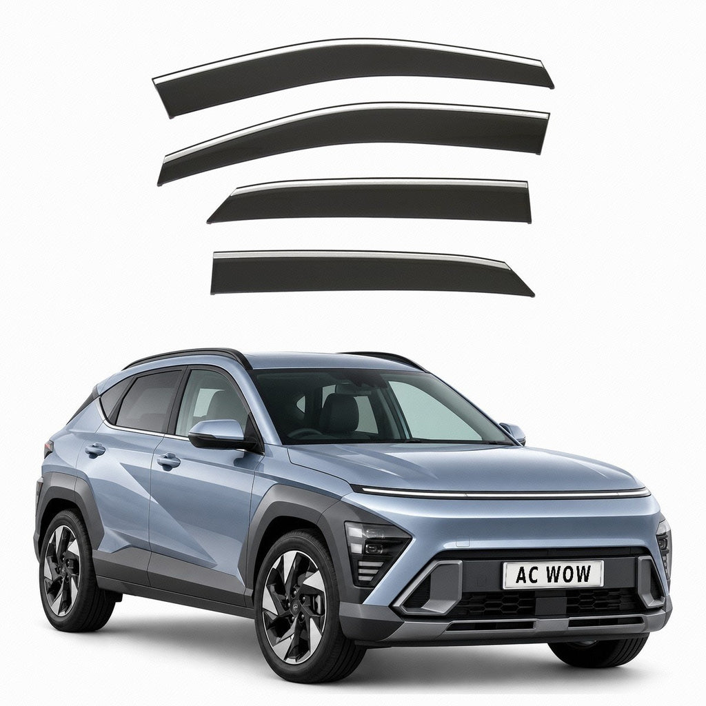 Stick-on chrome trim wind deflectors for Hyundai Kona Mk2 (SX2) 2023–2026 – AC Wow Shop