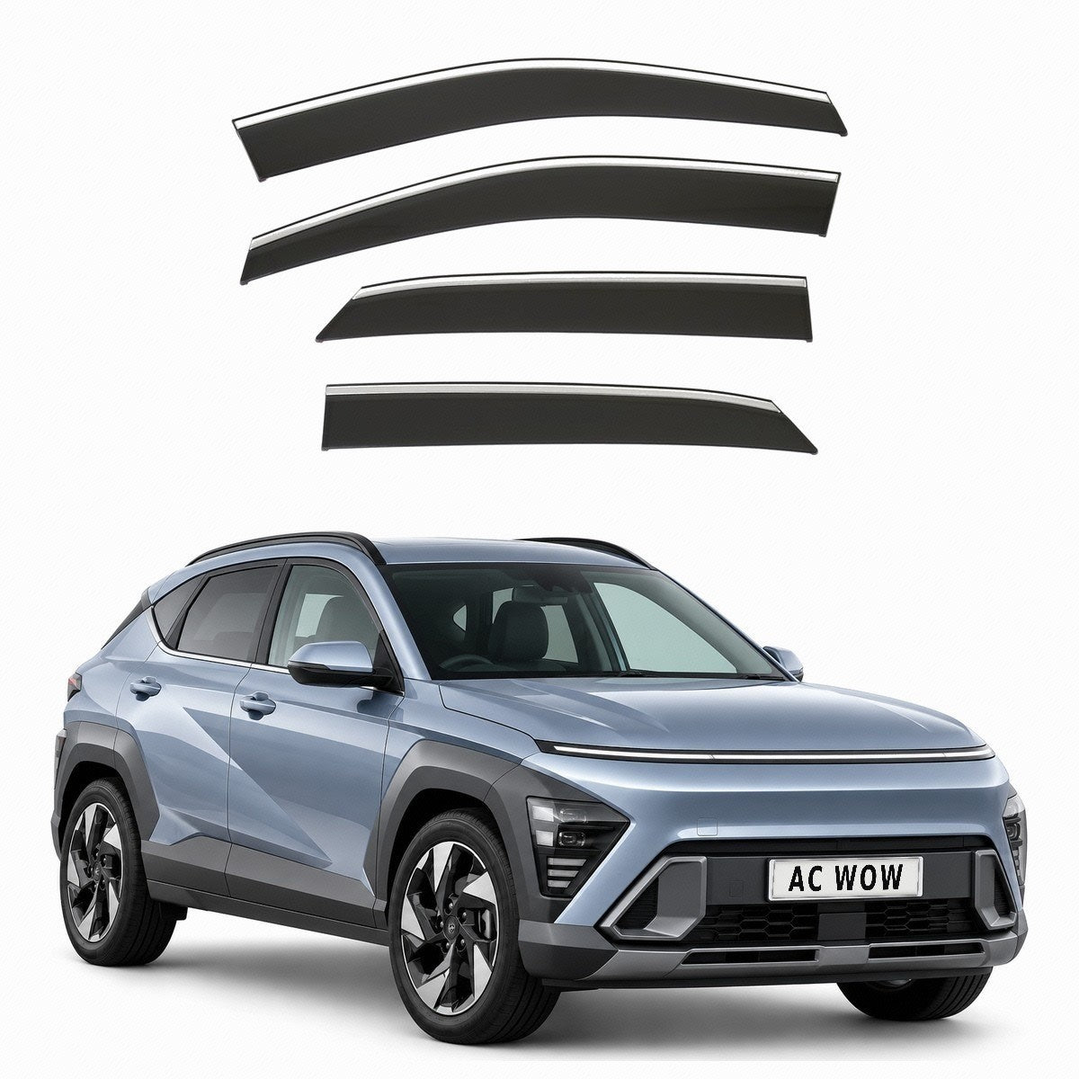 Stick-on chrome trim wind deflectors for Hyundai Kona Mk2 (SX2) 2023–2026 – AC Wow Shop