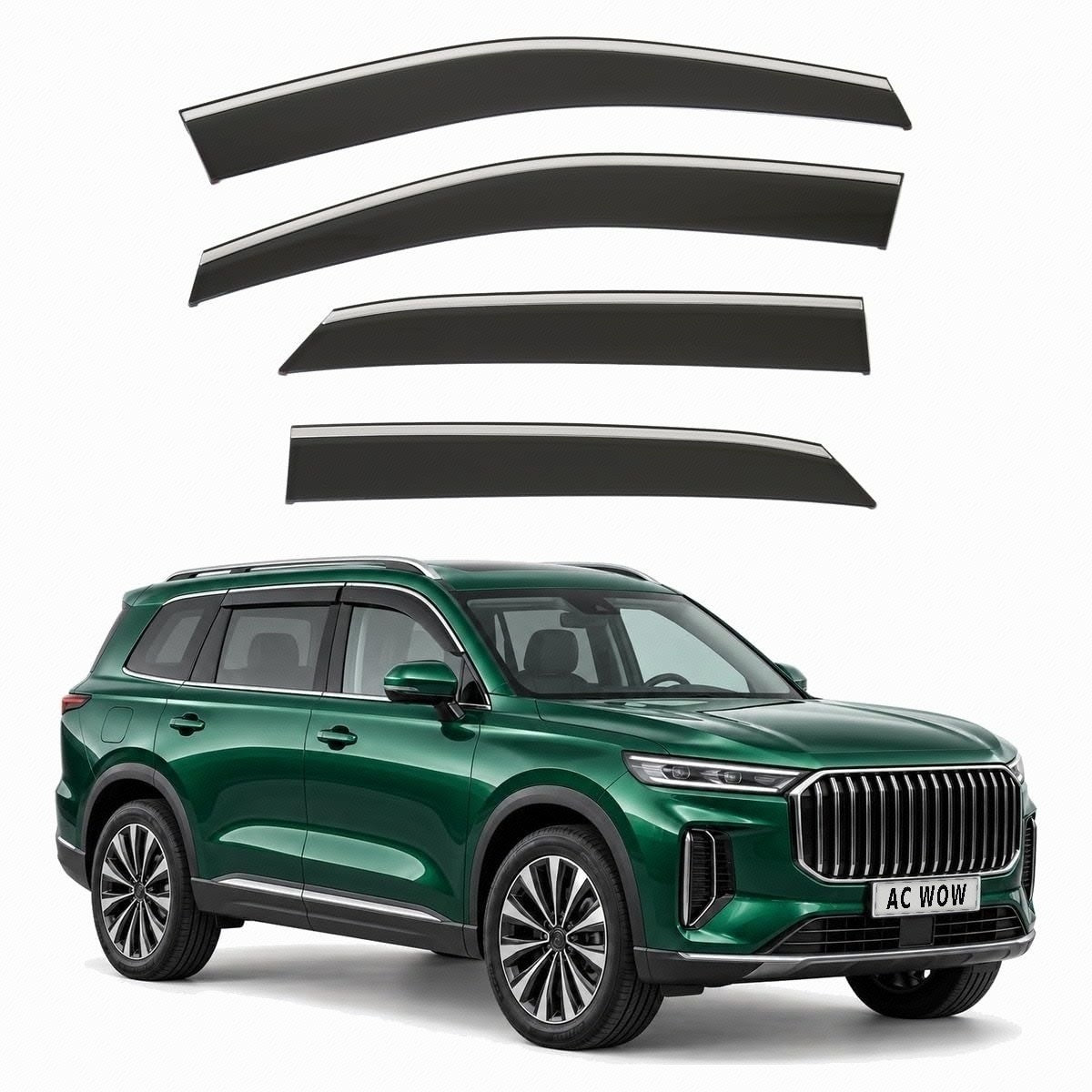 Stick-on chrome trim wind deflectors for Jaecoo 8 2025–2027 – AC Wow Shop