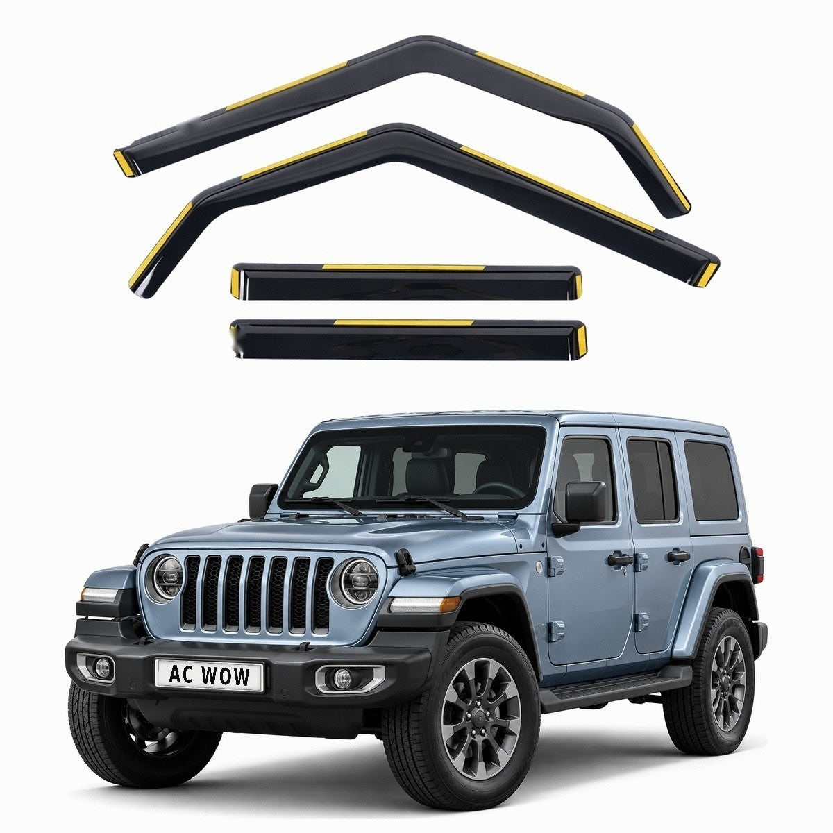In-channel wind deflectors for Jeep Wrangler JL 4-door 2018–2025 – AC Wow Shop