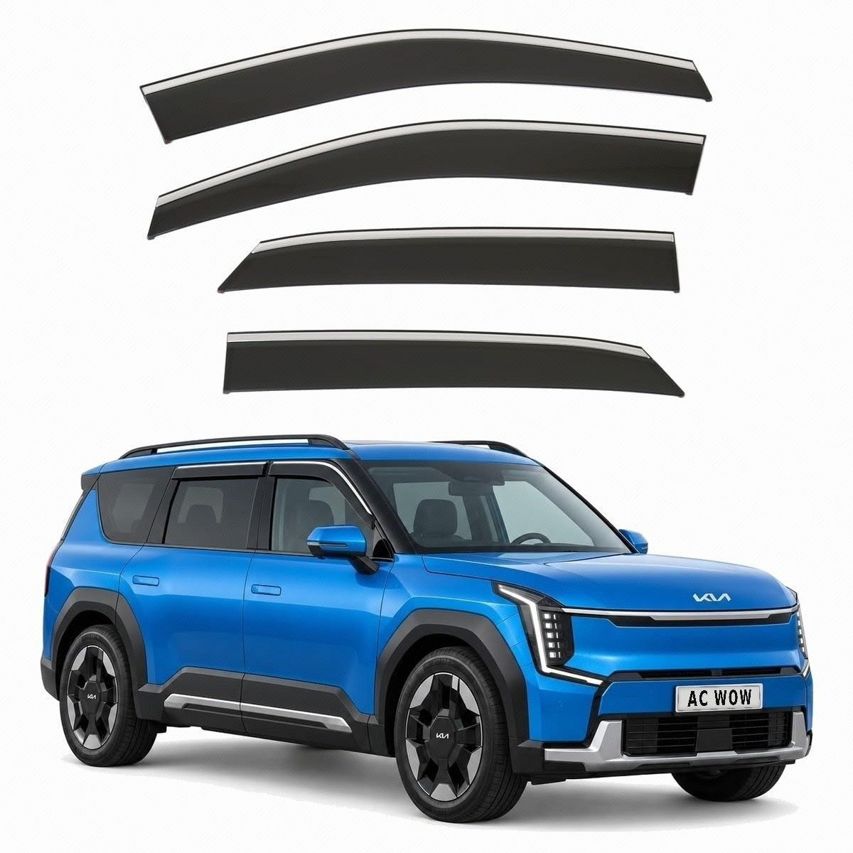 Stick-on chrome trim wind deflectors for Kia EV9 2023–2027 – AC Wow Shop