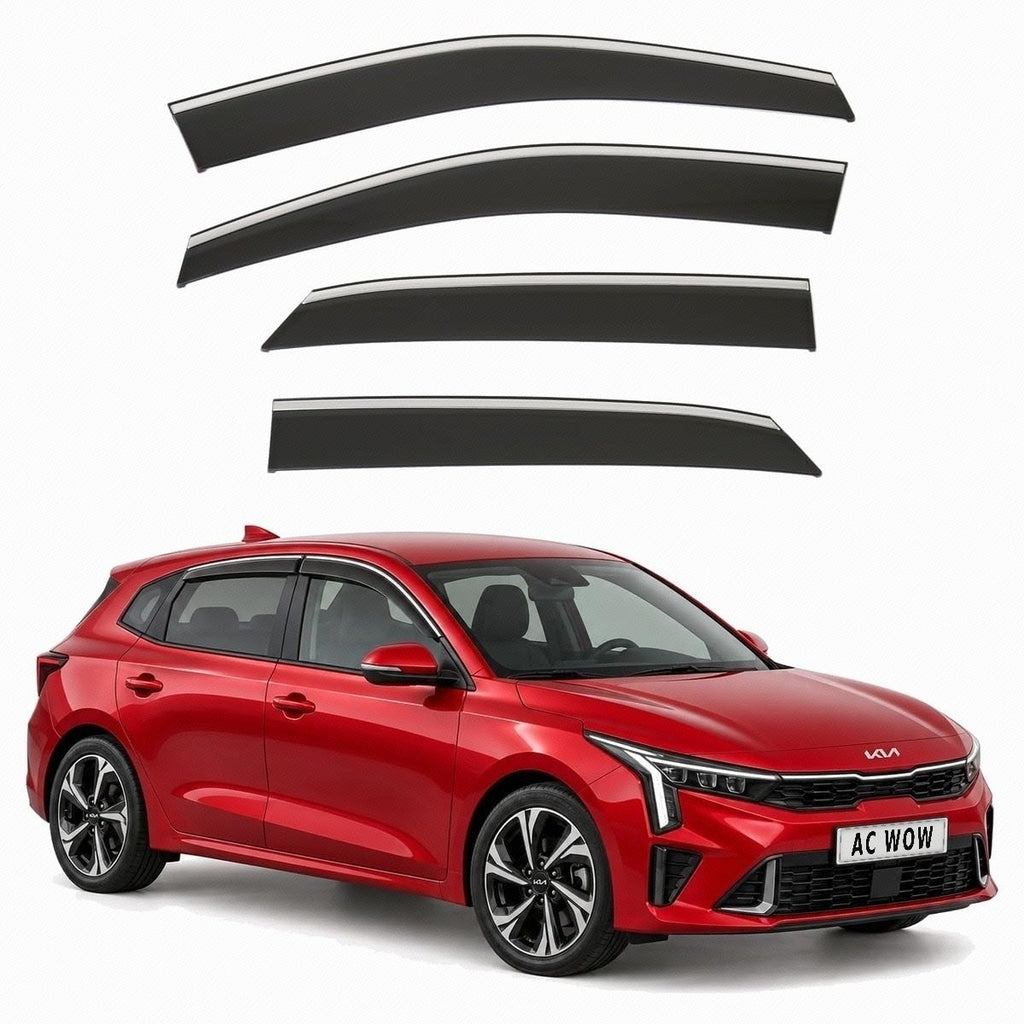 Stick-on chrome trim wind deflectors for Kia K4 2025–2027 – AC Wow Shop