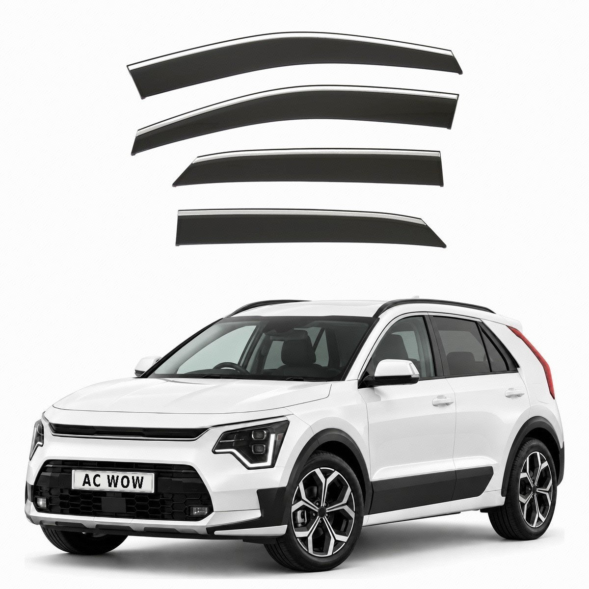 Stick-on chrome trim wind deflectors for Kia Niro Mk2 (SG2) 2022–2026 – AC Wow Shop