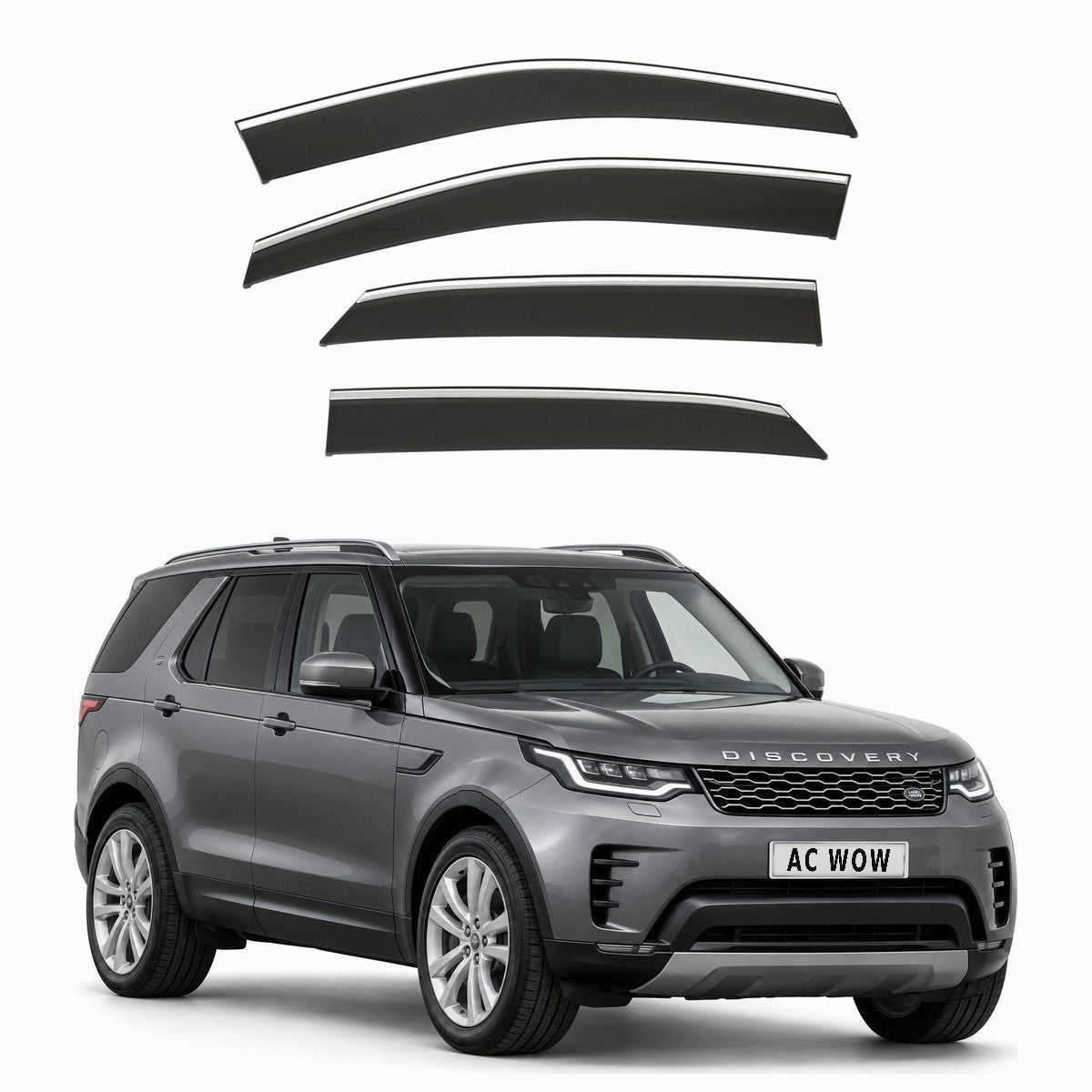 Stick-on chrome trim wind deflectors for Land Rover Discovery 5 (L462) 2017–2026 – AC Wow Shop