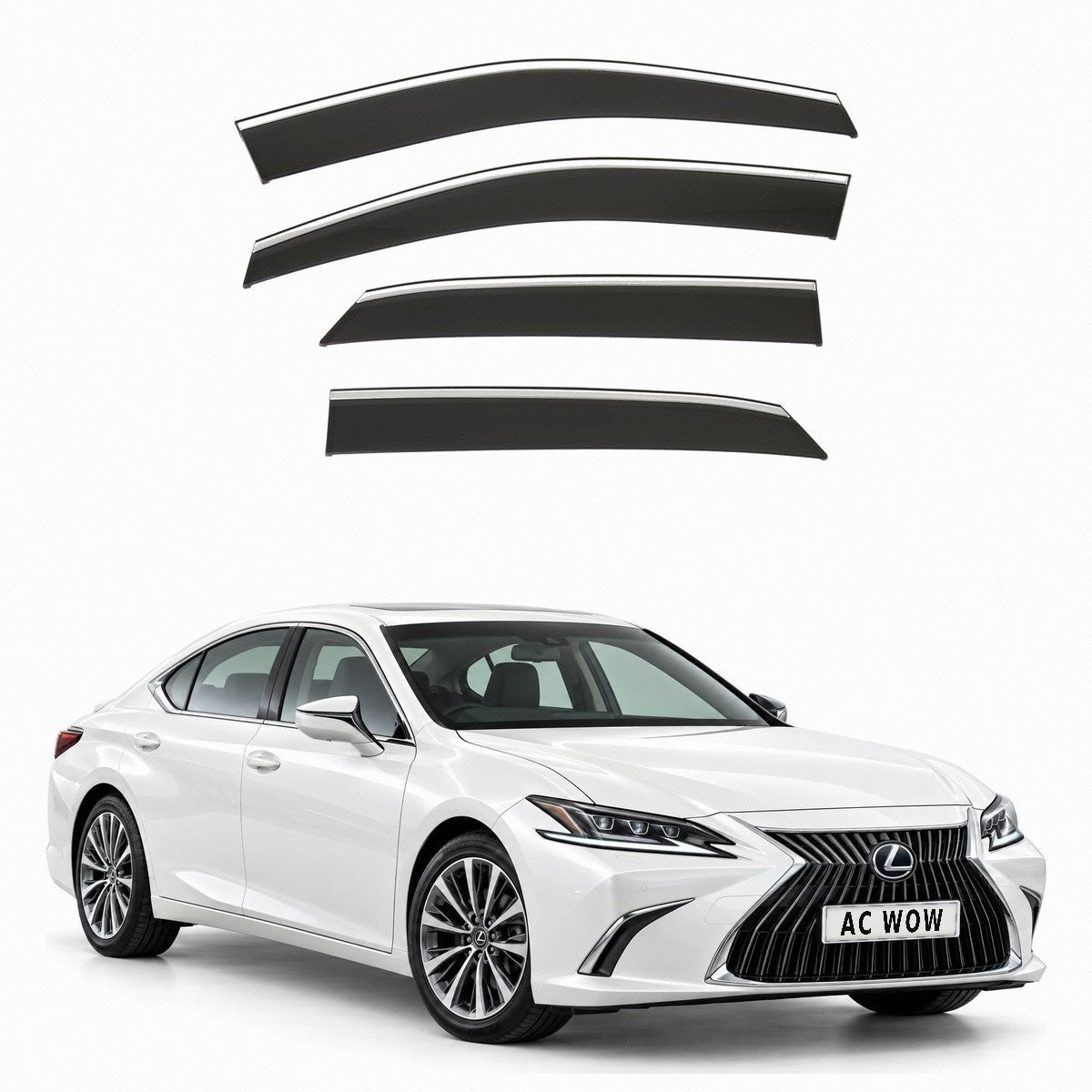 Stick-on chrome trim wind deflectors for Lexus ES Mk7 (XZ10) 2018–2025 – AC Wow Shop