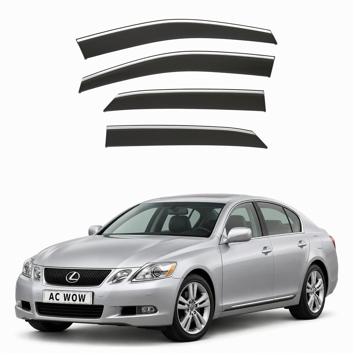 Stick-on chrome trim wind deflectors for Lexus GS Mk3 (S190) 2005–2011 – AC Wow Shop