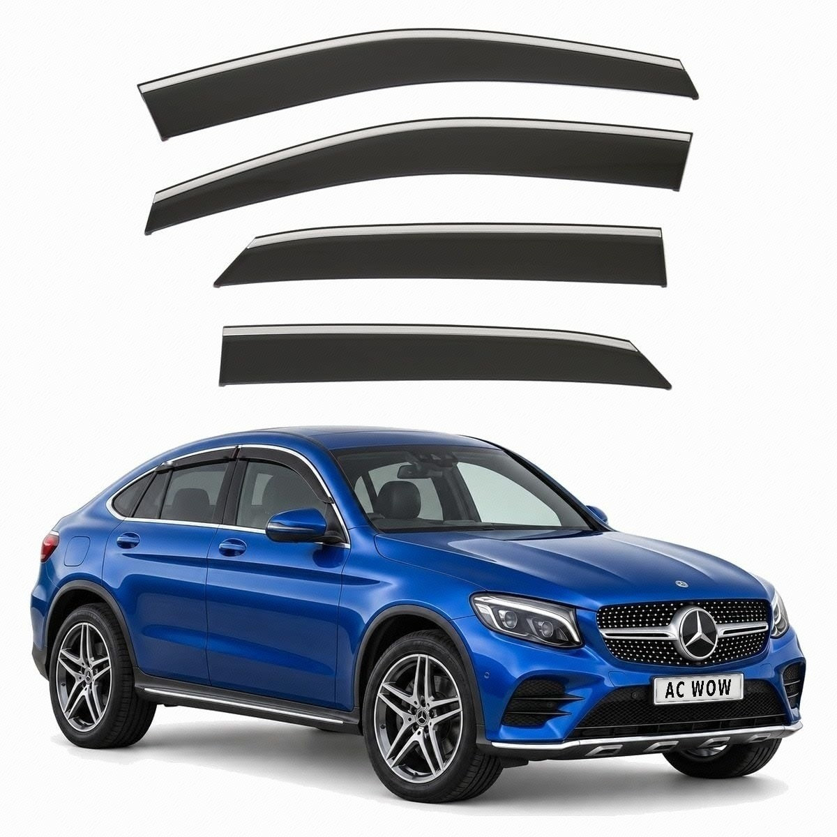 Stick-on chrome trim wind deflectors for Mercedes GLC Coupe C253 2016–2023 – AC Wow Shop