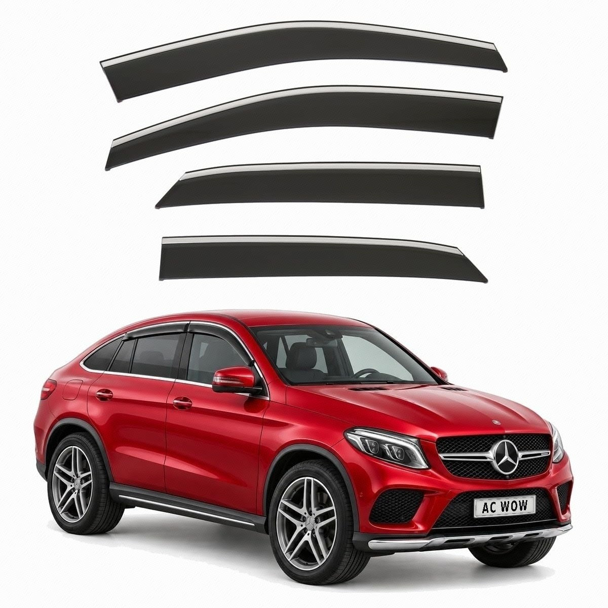 Stick-on chrome trim wind deflectors for Mercedes GLE Coupe C292 2015–2019 – AC Wow Shop