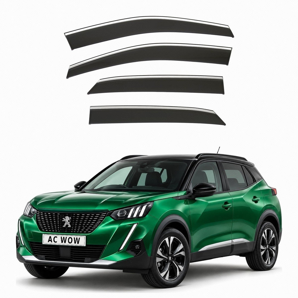 Stick-on chrome trim wind deflectors for Peugeot 2008 Mk2 2019–2026 – AC Wow Shop