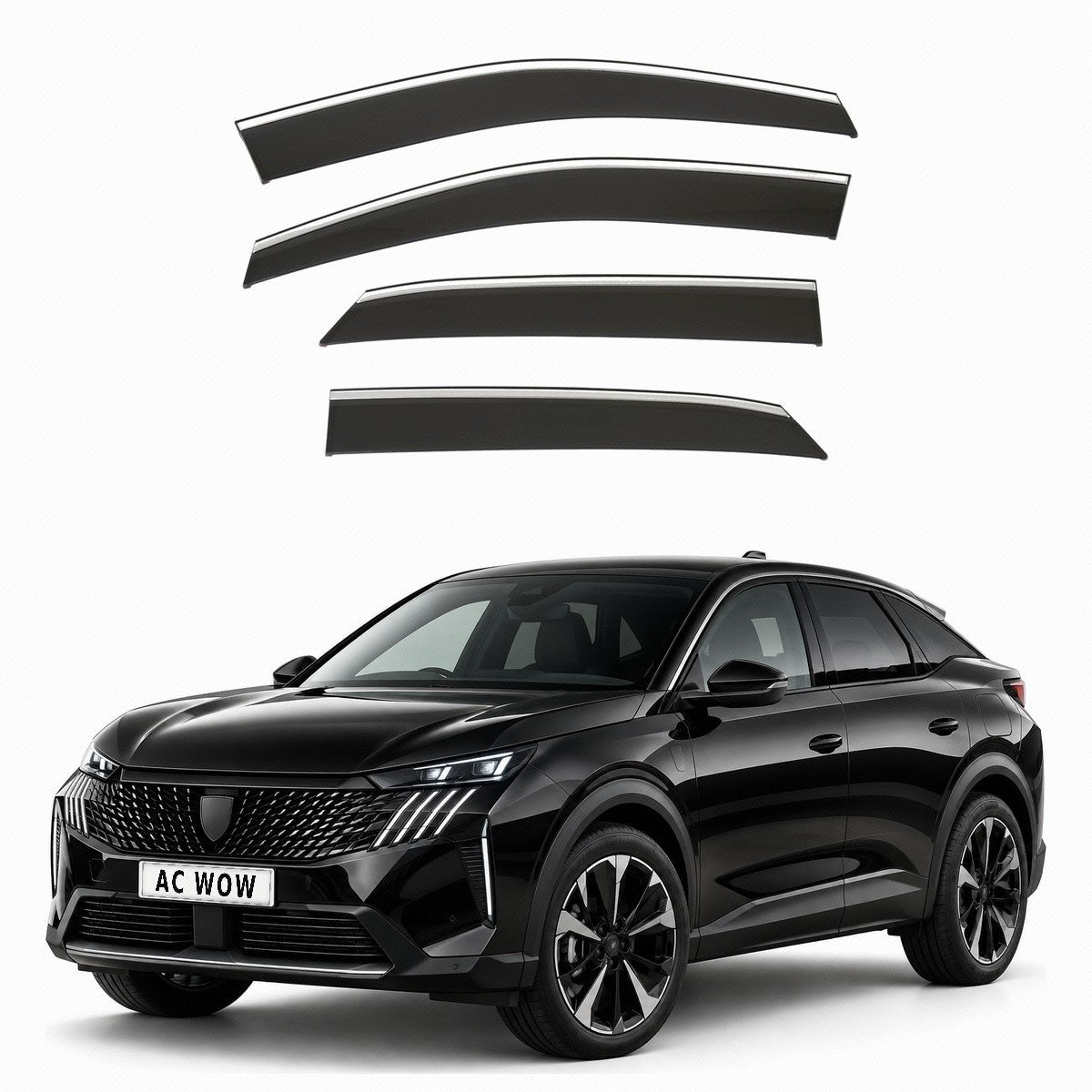 Stick-on chrome trim wind deflectors for Peugeot 3008 Mk3 2024–2027 – AC Wow Shop