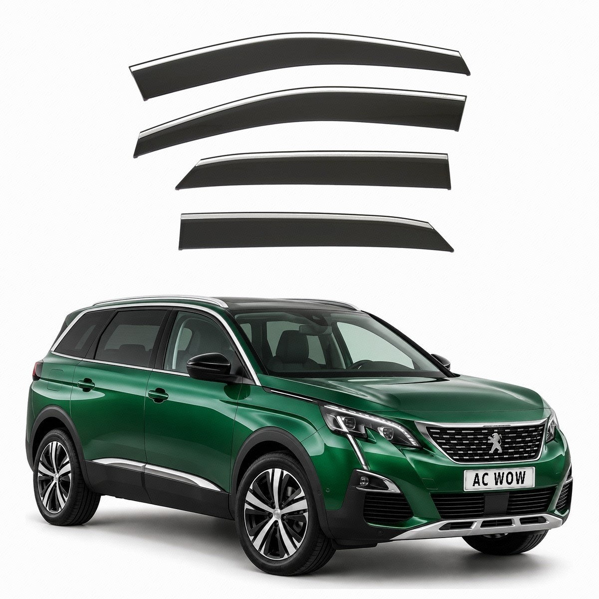 Stick-on chrome trim wind deflectors for Peugeot 5008 Mk2 2017–2023 – AC Wow Shop