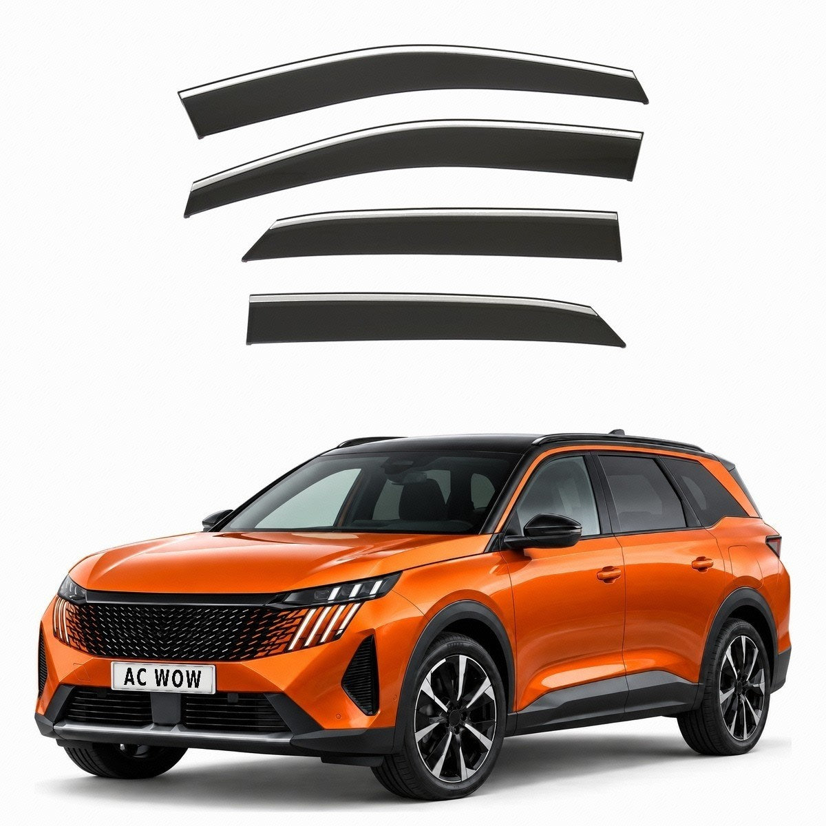 Stick-on chrome trim wind deflectors for Peugeot 5008 Mk3 2024–2027 – AC Wow Shop