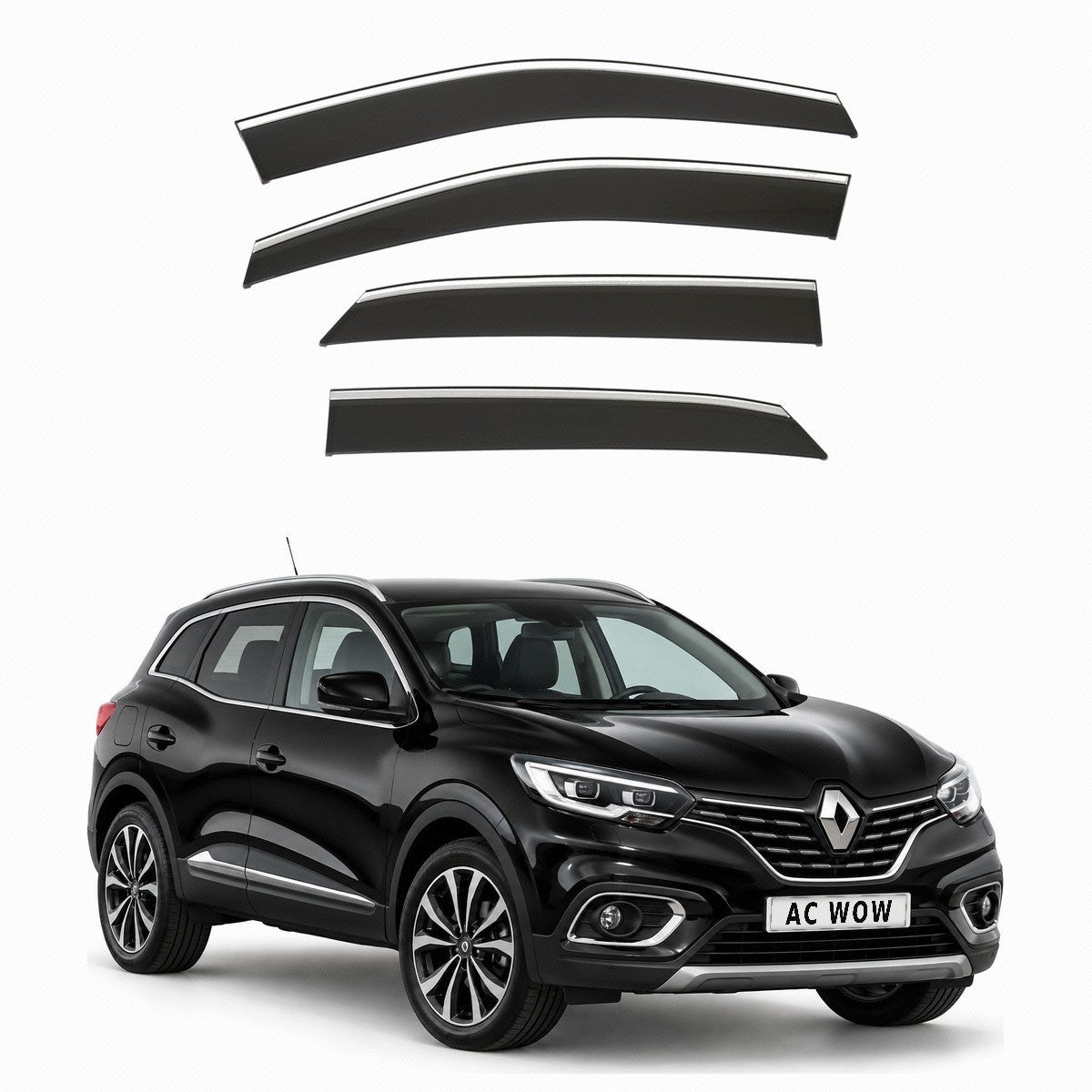 Stick-on chrome trim wind deflectors for Renault Kadjar 2015–2022 – AC Wow Shop