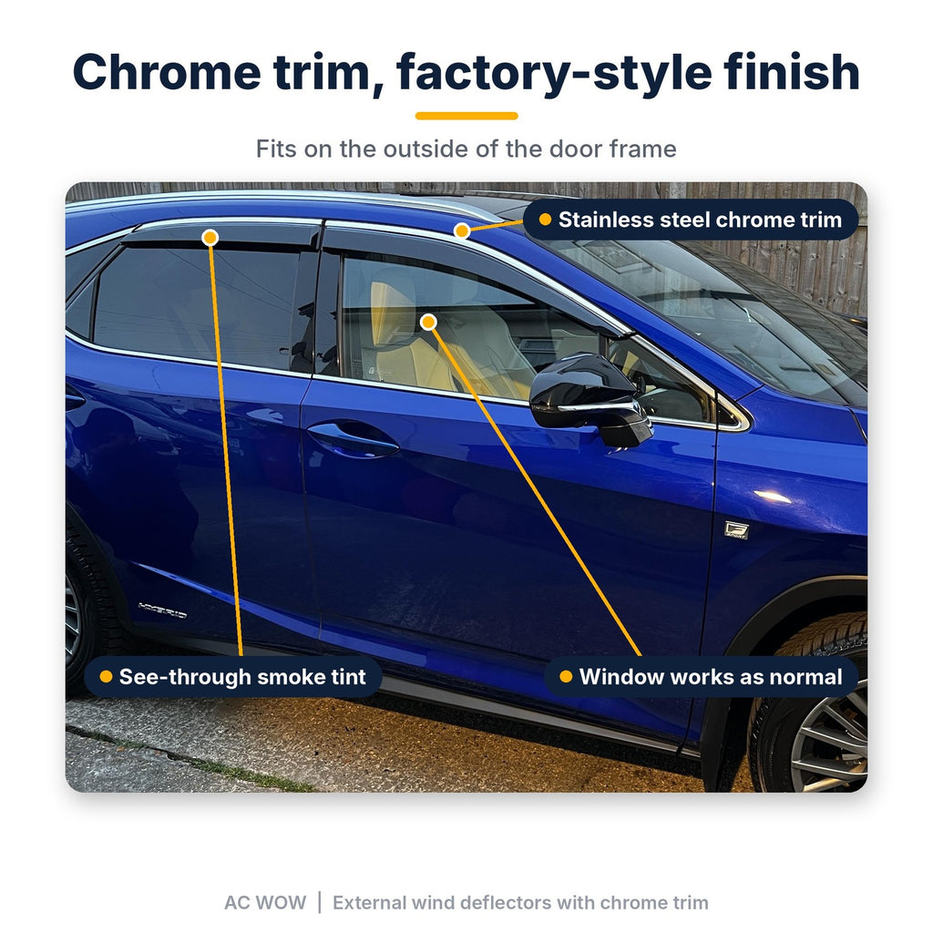 Stick-on chrome trim wind deflectors for Vauxhall Frontera 2024–2027 – AC Wow Shop