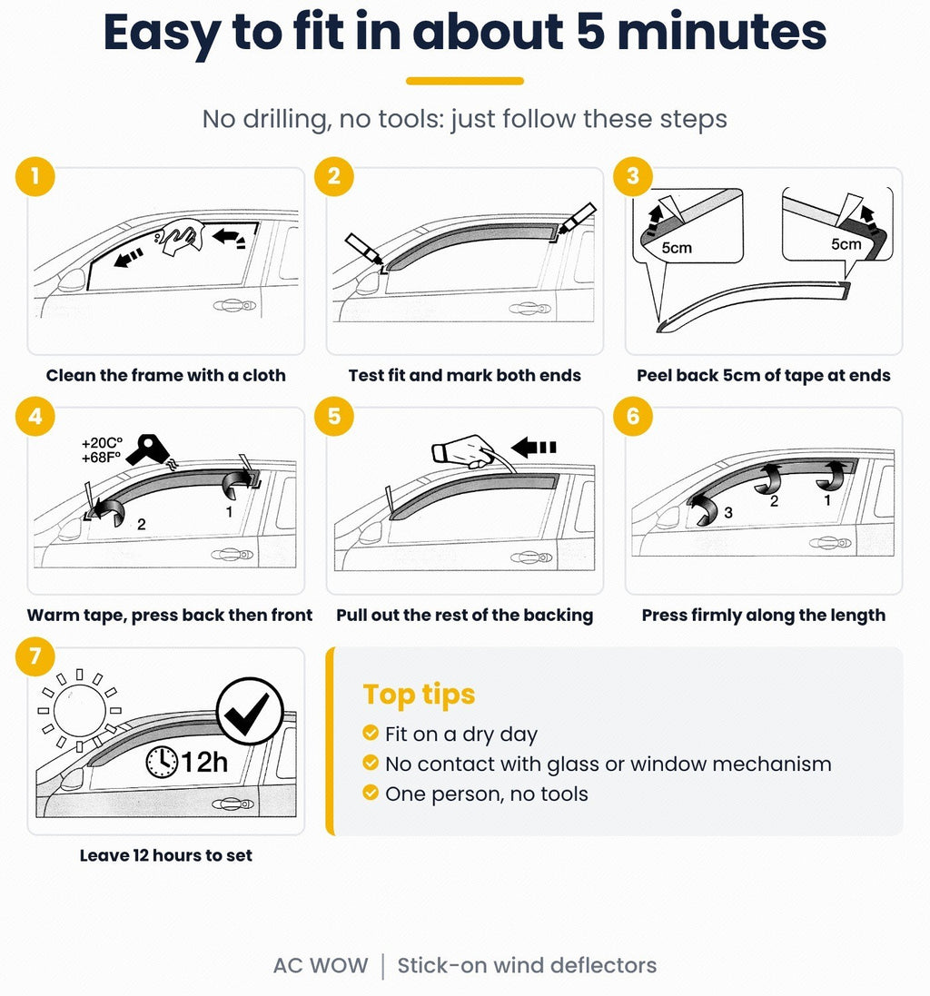 Stick-on chrome trim wind deflectors for Lexus CT 200h 2011–2020 – AC Wow Shop