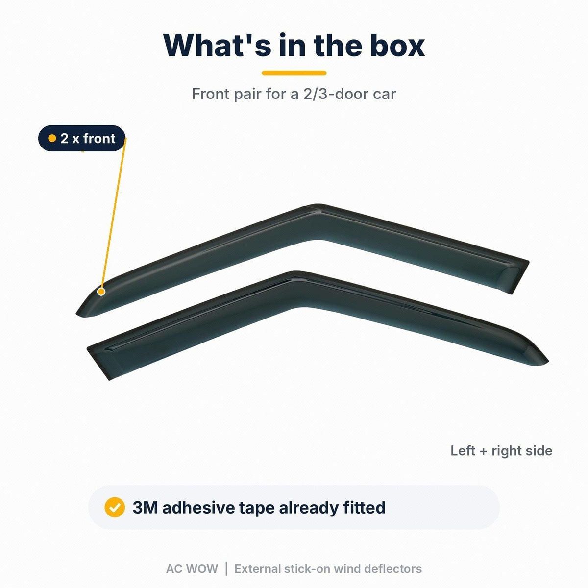 Stick-on wind deflectors for Land Rover Defender 90 L663 3-door 2020–2026 – AC Wow Shop