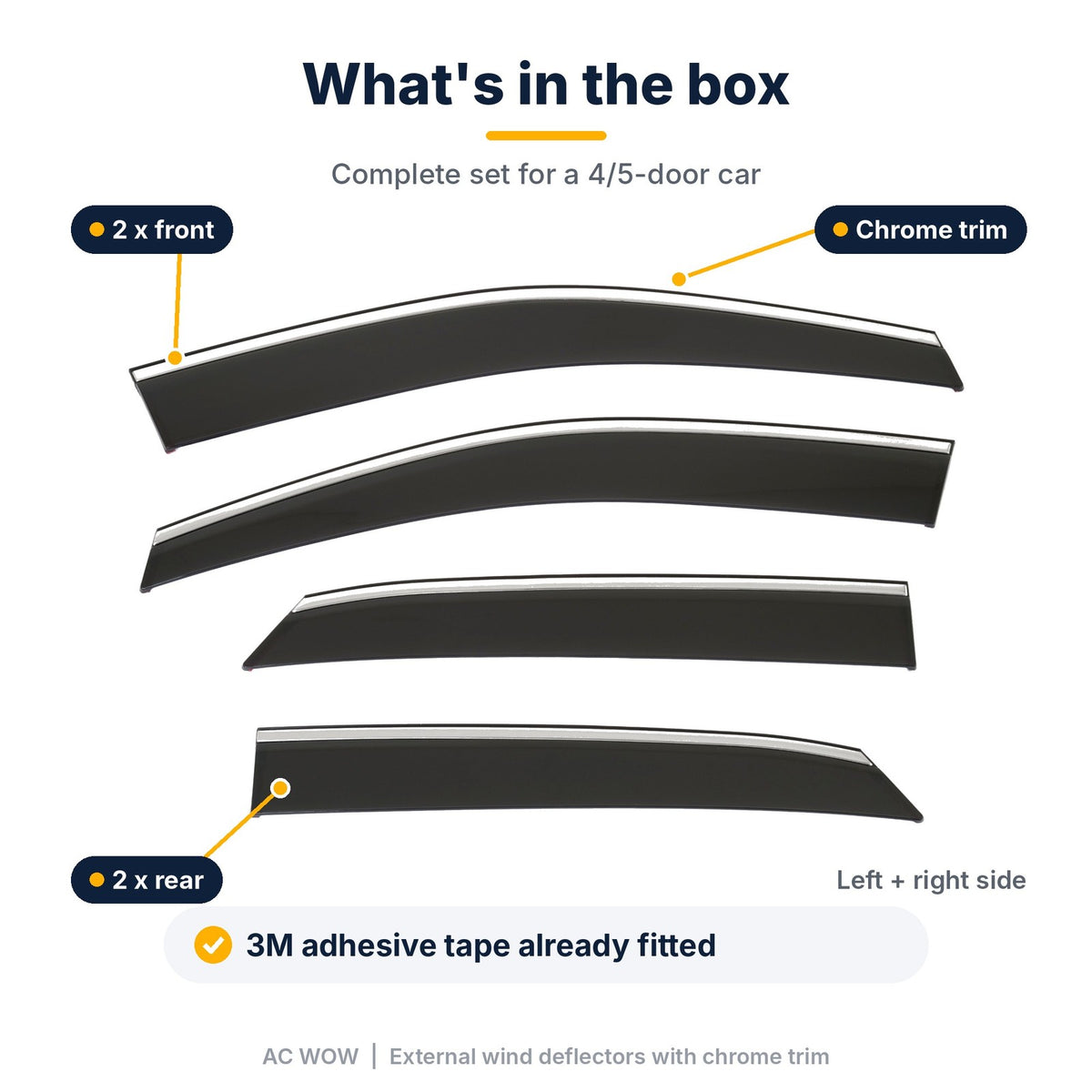 Stick-on chrome trim wind deflectors for BMW X5 G05 2018–2025 – AC Wow Shop