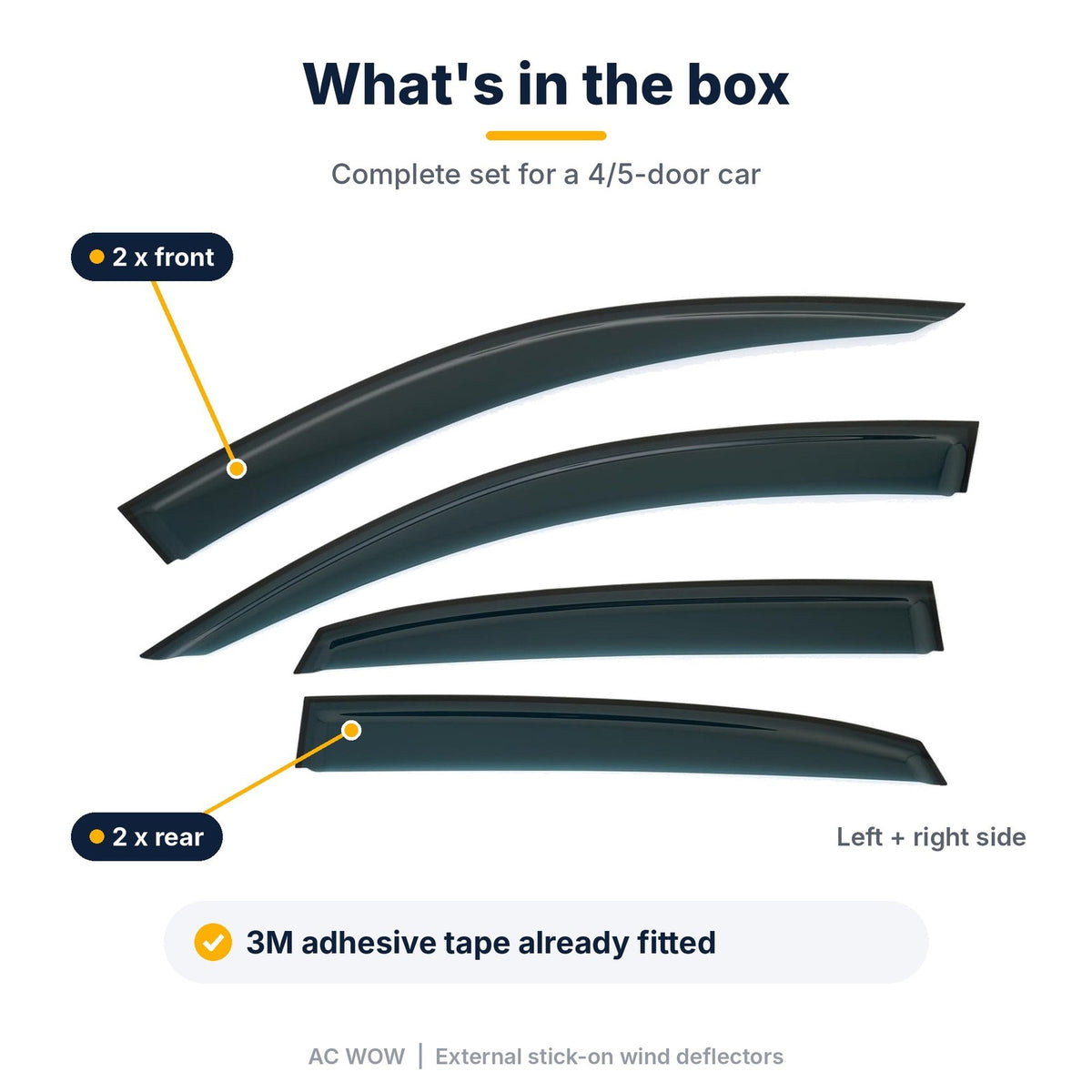 Stick-on wind deflectors for Subaru Impreza Mk4 (GJ) Saloon 2011–2016 – AC Wow Shop