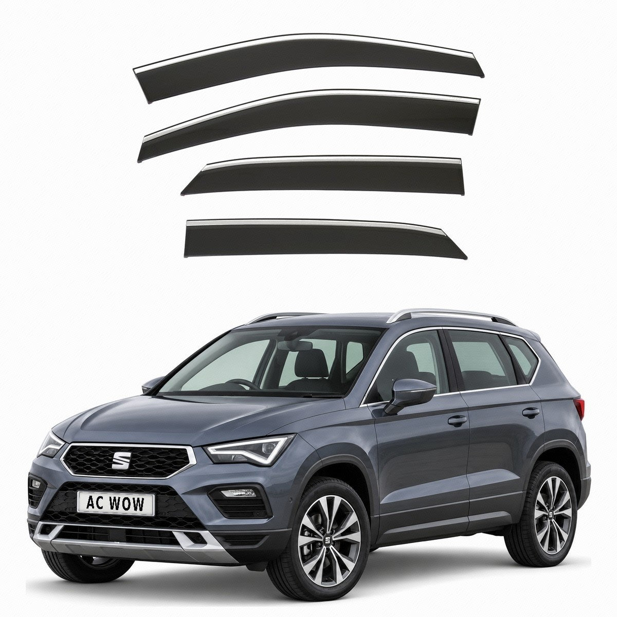 Stick-on chrome trim wind deflectors for SEAT Ateca 2016–2026 – AC Wow Shop