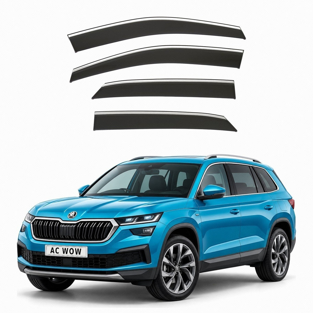 Stick-on chrome trim wind deflectors for Skoda Kodiaq Mk2 2024–2027 – AC Wow Shop
