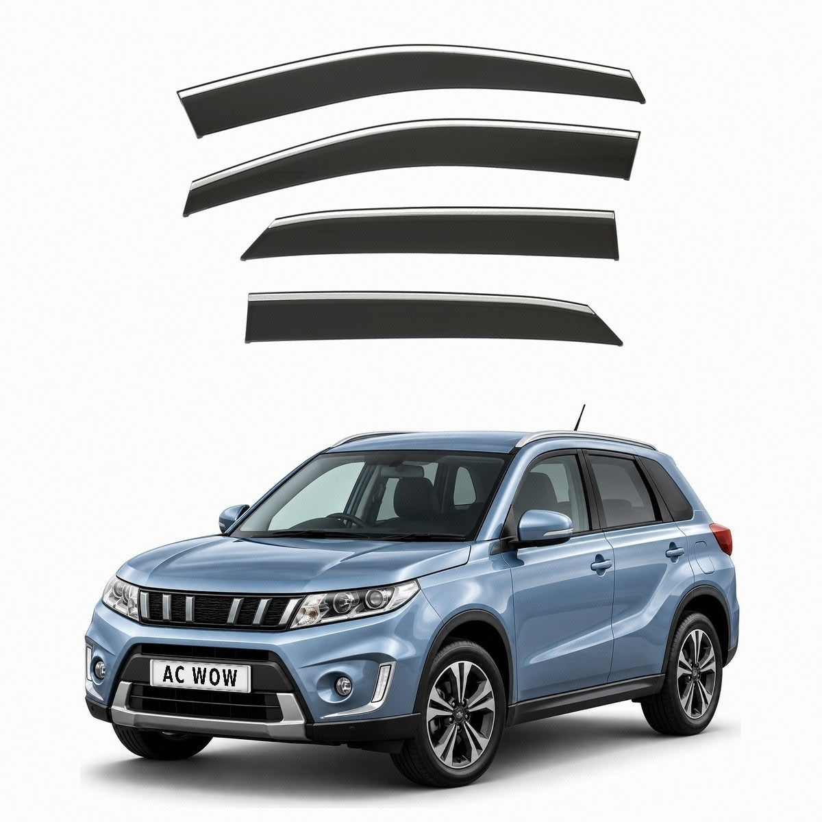 Stick-on chrome trim wind deflectors for Suzuki Vitara Mk4 (LY) 2015–2024 – AC Wow Shop
