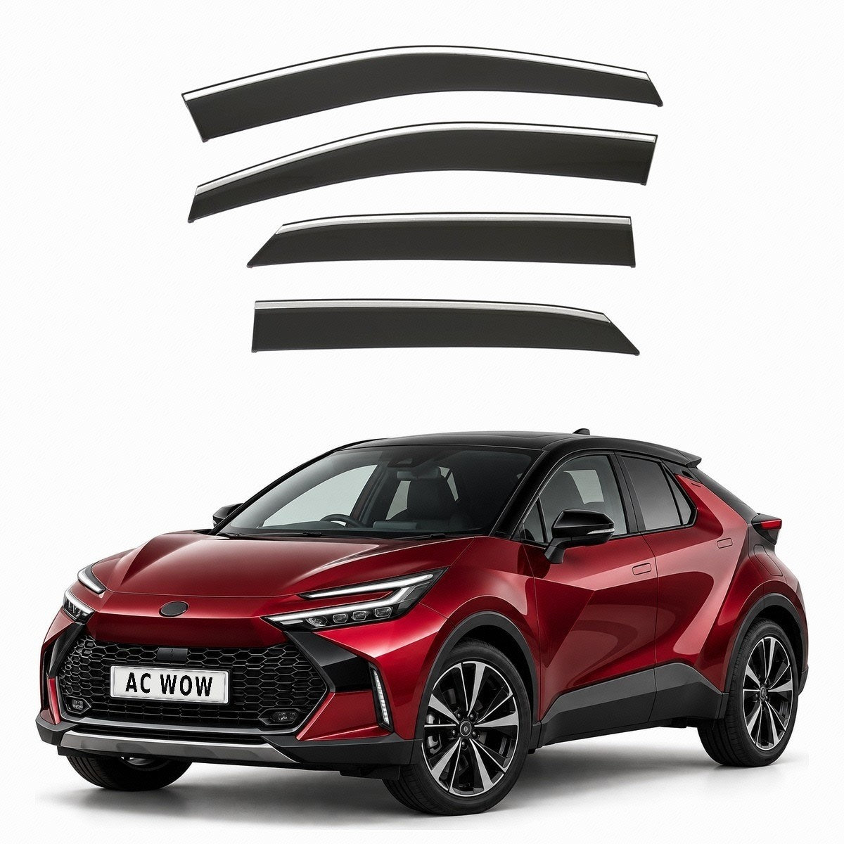 Stick-on chrome trim wind deflectors for Toyota C-HR Mk2 2024–2027 – AC Wow Shop