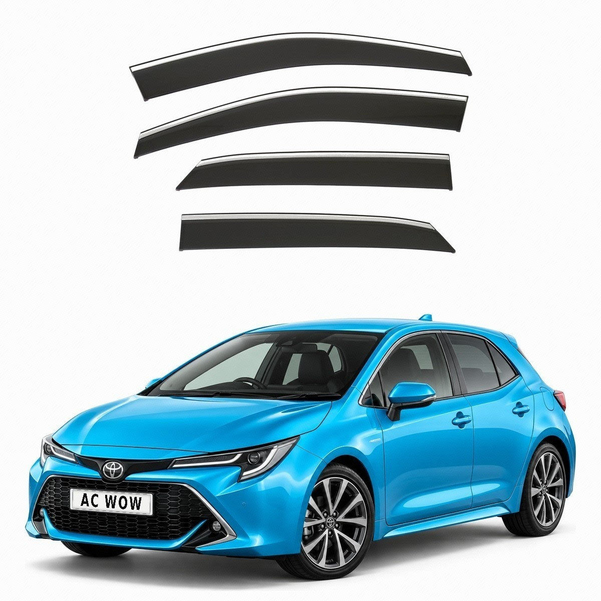 Stick-on chrome trim wind deflectors for Toyota Corolla E210 Hatchback 2019–2026 – AC Wow Shop