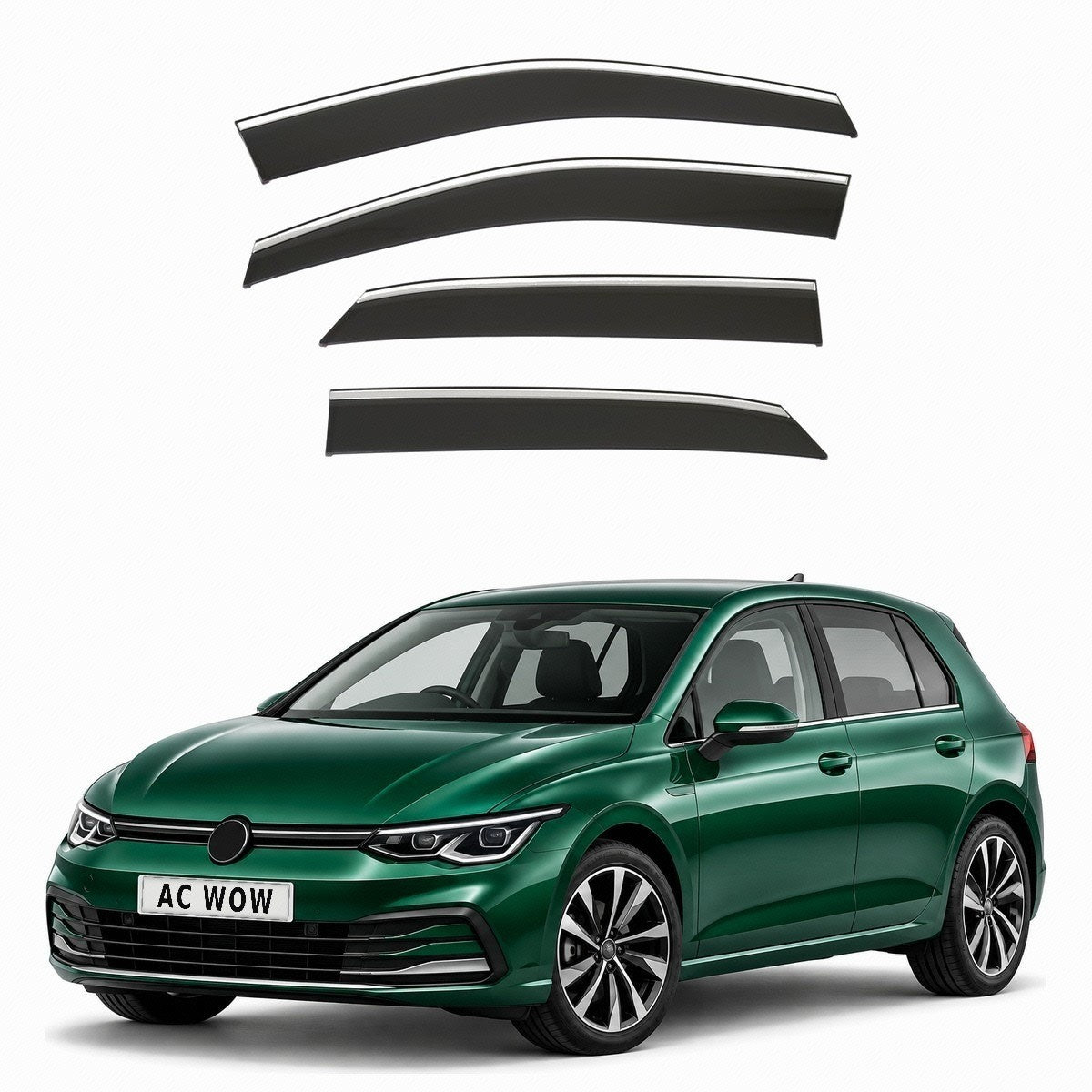 Stick-on chrome trim wind deflectors for VW Golf 8 Mk8 5-door 2020–2026 – AC Wow Shop