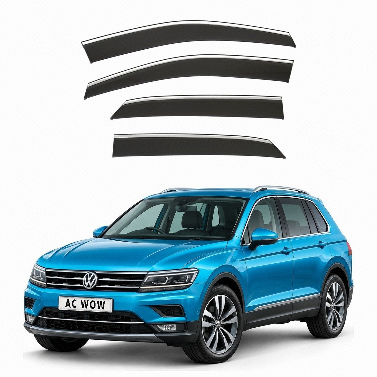 Stick-on chrome trim wind deflectors for VW Tiguan Mk2 2016–2024 – AC Wow Shop