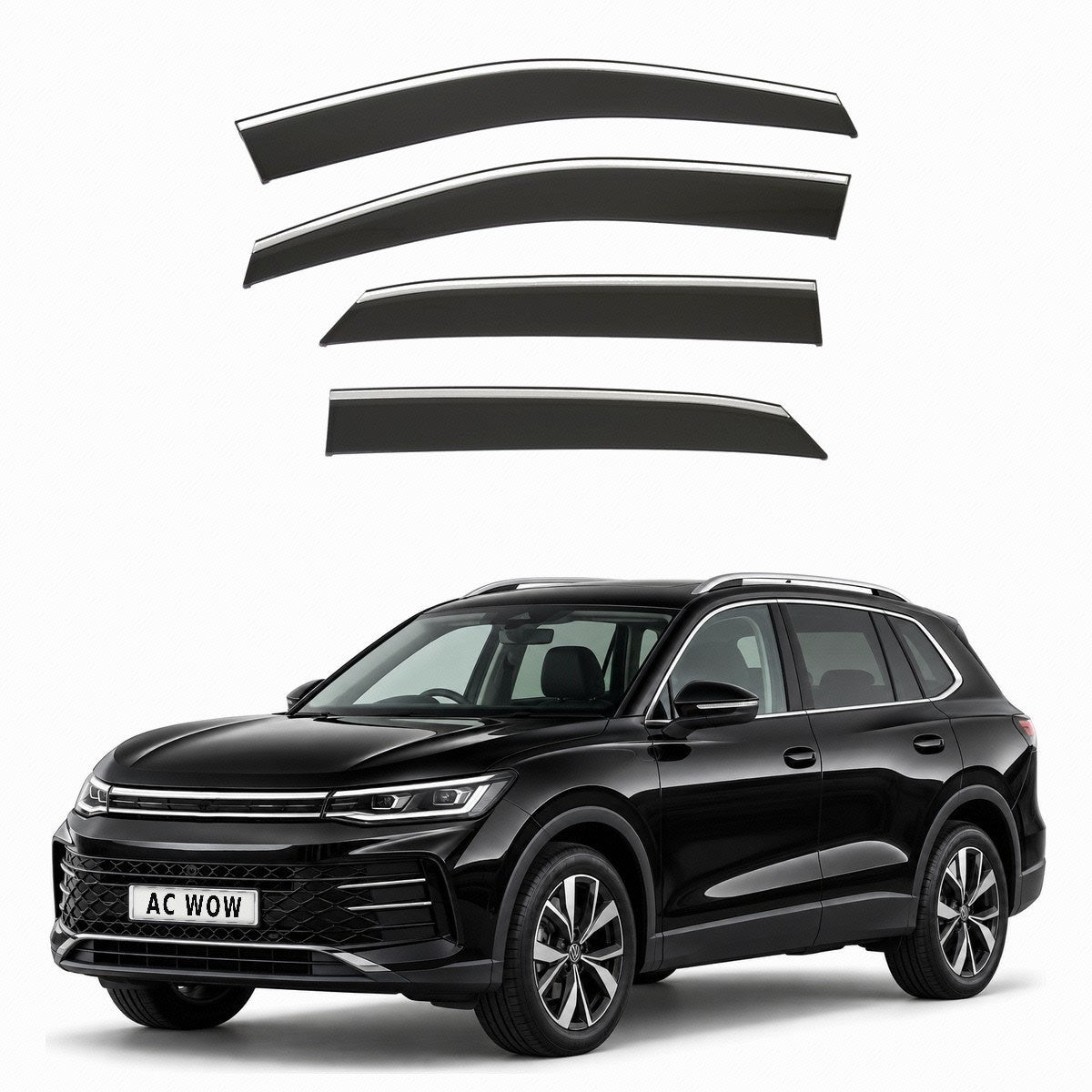 Stick-on chrome trim wind deflectors for VW Tiguan Mk3 2024–2027 – AC Wow Shop